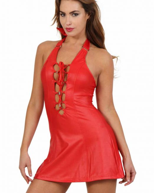sexy-club-kledij-kinky-rood-wetlook-veter-jurkje-kopen