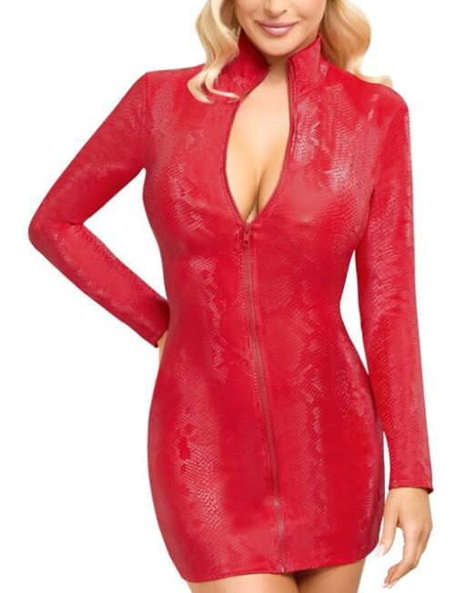 cottelli-rood-snakeskin-party-jurkje-met-rits-kopen